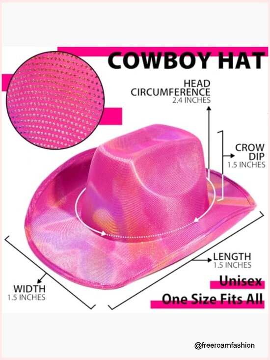 Sparkly Cowboy Hat Holographic Western Costume Hat Neon Cowgirl Hat main image 5